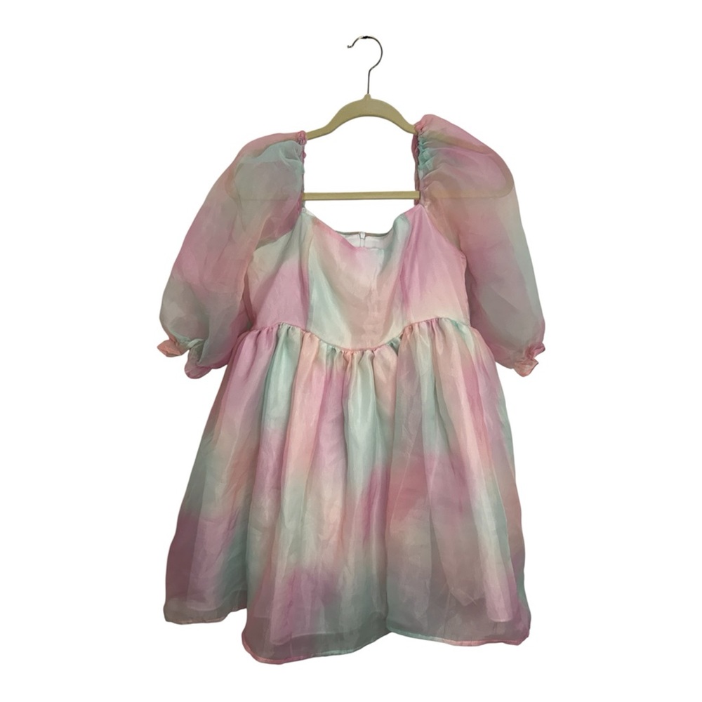 Selkie Inspired Rainbow Puff Dress S Pastel Ombre Pink Blue Fairycore - Picture 2 of 3